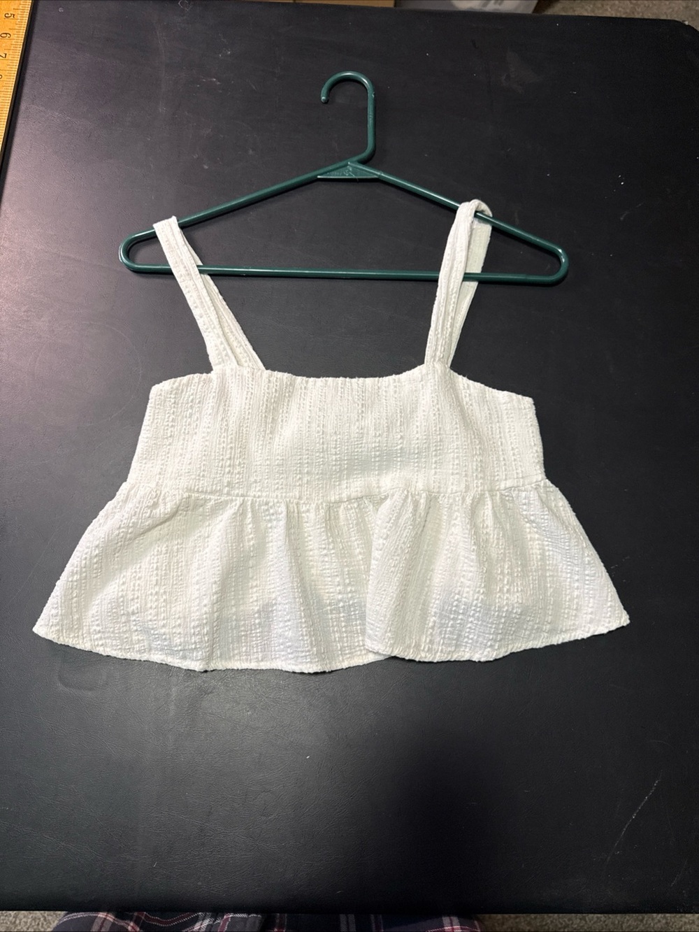 Final Touch White Textured Peplum Camisole
